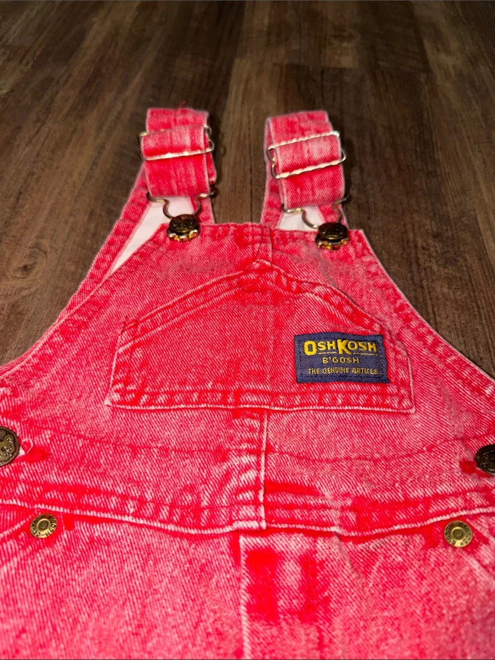 OshKosh B'Gosh Vestbak Genuine Article Red Denim Overalls Bibs Size 2t